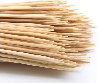100PCS 6 inch Bamboo Skewers for wooden sticks, BBQ, Appetiser, Fruit, Cocktail, Kabob, Chocolate Fountain, Grilling, Kitchen