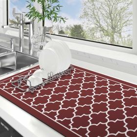 Dish Drying Mat Super Absorbent Drying Mat Large Dish Drying Mats for Kitchen Counter Easy Clean Dish Mat Kitchen Drying Mat18"x 32" Stylish Red