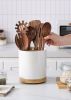 3 Compartment Utensil Holder, Extra Large Utensil Crock, Stable Ceramic Utensil Organizer, Cooking Tool Organizer Set for - Cork [7RZ1E2]