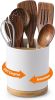 3 Compartment Utensil Holder, Extra Large Utensil Crock, Stable Ceramic Utensil Organizer, Cooking Tool Organizer Set for - Cork [7RZ1PJ]