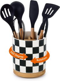3 Compartment Utensil Holder, Extra Large Utensil Crock, Stable Ceramic Utensil Organizer, Cooking Tool Organizer Set for - Cork [7RZ1R8]