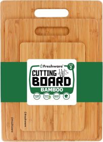 Bamboo Cutting Boards for Kitchen [Set of 3] Wood Cutting Board for Chopping Meat, Vegetables, Fruits, Cheese, Knife