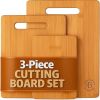 3-Piece Bamboo Cutting Board Set - Wood Cutting Boards for Kitchen, Chopping Meat, Vegetables, Fruits & Cheese - Reversible [7RZ6KT]