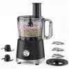 Food Processor 10.5 Cup, Vegetable Chopper 5 Blades 3 Modes, Large Capacity, Dishwasher Safe - black - 7RZ8Q6