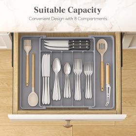 Silverware Drawer Organizer, Expandable Utensil Tray for Kitchen, BPA Free Flatware and - Plastic - 7RZC5T