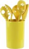 6 Piece Kitchen Utensil Holder for kitchen counter, Utensils crock with Heat Resistant Spoon, Slotted Spoon, Ladle, Spatula BPA Free, Lemon