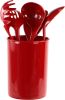 6 Piece Kitchen Utensil Holder for Kitchen Counter, Utensils Crock with Heat Resistant Spoon, Slotted Spoon, Ladle, Spatula BPA Free, Red