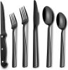 24-Piece Black Silverware Set with Steak Knives, Black Flatware Set for 4, Food-Grade - Stainless Steel - 7RZPQX