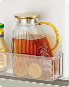 Water Pitcher, High Borosilicate Glass Jug with Stainless Steel Lid, Leakproof Fridge Door Carafe for Hot or Cold Beverage Vertical Pattern