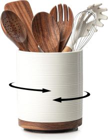 Utensil Holder, 360° Rotating Extra Large Ceramic Kitchen Utensil Holder for Countertop, 7.3' Cooking Utensil Crocks for - Ceramic [7RZV42]