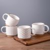 12OZ Stackable Coffee Mugs, Ceramic Coffee Mugs with Texture Patterns for Man,Woman,Dad,Mom, Modern Coffee Mugs Set of 4 for - Ceramic, Clay [7RZXCT]