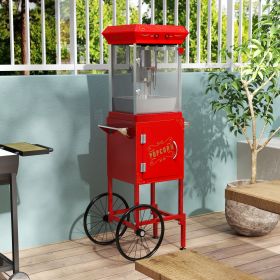 Popcorn Machine with Cart, with Wheels & 6 Oz Pot Popcorn maker Equipped with Popcorn Scoops & Tools