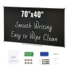Black Board, 70 x 40 inch Large Chalkboard with Aluminum Frame, Black Boards Dry Erase Includes 1 Magnetic Erase & 3 Dry Erase Markers, Black Surface