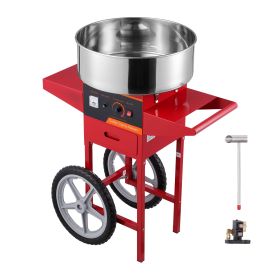 Electric Cotton Candy Machine with Cart, 1000W Commercial Candy Floss Maker with Stainless Steel Bowl, Sugar Scoop and