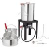 Turkey Deep Fryer, 30-qt Turkey & 10-qt Fish Steamer Cooker Set, Outdoor Aluminum Seafood Frying Pot, 54,000 BTU Burner Propane Gas Boiler