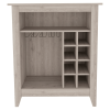 Bar- coffee cart 38" H, Kitchen or living room cabinet storage, with 8 bottle racks, a central shelf with 1 Cup holders, ideal for storing glasses