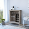 Bar- coffee cart 38" H, Kitchen or living room cabinet storage, with 8 bottle racks, a central shelf with 1 Cup holders, ideal for storing glasses