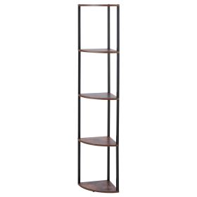 5 Tier Corner Shelf with LED Light, 64" Tall Corner Bookshelf with Storage Shelves for Collectibles