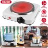 1000W Electric Infrared Single Burner Portable Heating Hot Plate Stove Countertop RV Hotplate with 7.5' Glass Cooktop
