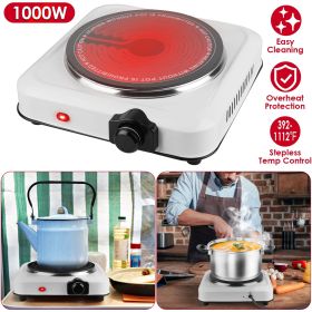 1000W Electric Infrared Single Burner Portable Heating Hot Plate Stove Countertop RV Hotplate with 7.5' Glass Cooktop