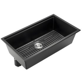 33 inch Kitchen Sink Workstation, Undermount Granite Sink, Drop-In Single Bowl Farmhouse Basin with Multiple Accessories