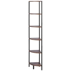6 Tier Corner Shelf with LED Light, 68" Tall Corner Bookshelf with Storage Shelves for Collectibles
