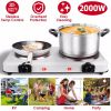 Electric Hot Plate for Cooking,Electric Cooktop 2 Burner,2000W Portable Electric Stove,Glass Cooktop Stepless Temperature Adjustments