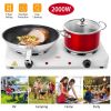 2000W Double Electric Burner Portable Dual Counter Stove Countertop Hot Plate Kitchen Cooker - White - X3DITA