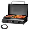 3-Burner Flat Top Gas Griddle Cooking Station with Ceramic Coated Cast Iron Pan, 30