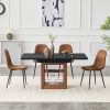 Expandable Dining table and chair set, 59-71 inch pull-out table, 4-piece set of technological fabric chairs