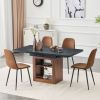 Expandable Dining table and chair set, 59-71 inch pull-out table, 4-piece set of technological fabric chairs