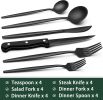 24-Piece Black Silverware Set with Steak Knives, Black Flatware Set for 4, Food-Grade - Stainless Steel - 7RMH6P