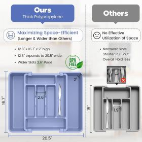 Large Silverware Organizer for Kitchen Drawer & Utensils - Expandable Drawer Organizer for Cutlery, Flatware & Gadget, BPA-Free Thick Plastic