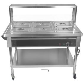 6-Pan Commercial Food Warmer with Dividers, Professional Buffet Catering Food Warmer, Electric Steam Table, Stainless Steel