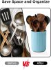 Utensil Holder, Extra Large Utensil Crock, Stable Ceramic Utensil Organizer, Cooking Tool Organizer Set for Kitchen Counter Farmhouse Décor, Turquoise
