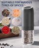 Gravity Electric Salt and Pepper Grinder Set, Battery Powered Automatic Pepper Mills with Adjustable Coarseness, One Hand - Ceramic [7E7RNX]