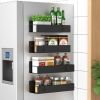 4 Pack Magnetic Spice Storage Rack Organizer for Refrigerator and Oven, Matt Black Fridge Organizers and Storage