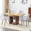 Scalable dining table and chair set, 59-71 inch pull-out table,4-piece set of Light Gray Linen-Cotton Material chairs