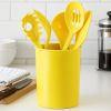 6 Piece Kitchen Utensil Holder for kitchen counter, Utensils crock with Heat Resistant Spoon, Slotted Spoon, Ladle, Spatula BPA Free, Lemon