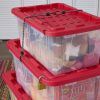 (2 pack) 15 Gallon Clear Storage Bin with Red Snap Lid, Heavy Duty Plastic Storage Container