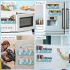 2 Pack Beach Magnetic Spice Rack for Refrigerator Metal Magnet Basket Shelf for Fridge Seasoning Storage Organizers Home Decor Kitchen Accessories (Bl