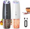 Rechargeable Salt and Pepper Grinder Set Gravity Electric Salt and Pepper Grinder Set, LED Light, Adjustable Coarseness, for Home Kitchen BBQ
