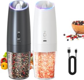 Rechargeable Salt and Pepper Grinder Set Gravity Electric Salt and Pepper Grinder Set, LED Light, Adjustable Coarseness, for Home Kitchen BBQ