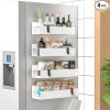 4 Pack Magnetic Spice Storage Rack Organizer for Refrigerator and Oven, White Fridge Organizers and Storage
