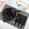 175 Pcs Black Plates and Napkins 25 Guest Black Party Supplies Includes Scalloped Party Plate Napkins Cups Plastic Cutlery for Birthday, New Year