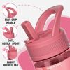 Water Bottle with Straw,Tritan BPA-Free,Leak-Proof Design for Travel, Home, School, (Red)