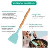 11Pcs Silicone Cooking Utensil Set Heat Resist Wooden Handle Silicone Spatula Turner Ladle Spaghetti Server Tongs - LightGreen [H7X1QT]