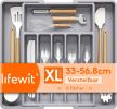 Silverware Drawer Organizer, Expandable Utensil Tray for Kitchen, BPA Free Flatware and Cutlery Holder, Adjustable Plastic - Gray