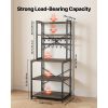 Kitchen Bakers Rack, 23.6 inch Width Bakers Rack, Kitchen Stand with X-Shaped Support Bar, 12 S-Shaped Hooks, Double-Layer Top Shelf