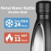 17oz Insulated Water Bottles Bulk 1/2/4 Pack, Metal Sports Water Bottles, Double Wall Vacuum BPA-Free Flask for School, Sports(gray white 2pcs)